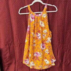 Violet & Claire Orange and Pink Floral Tank Top